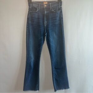 MOTHER The Hustler Ankle Fray High-Rise Cropped Bootcut Jeans